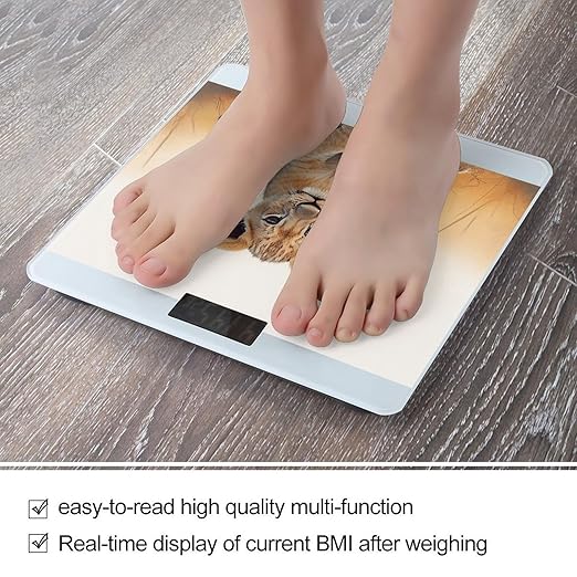 Small Lion Digital Bathroom Scale for Body Weight Weighing Scale with Backlit LCD Display High Precision Measurements &amp Measures Weight Up to 180kg
