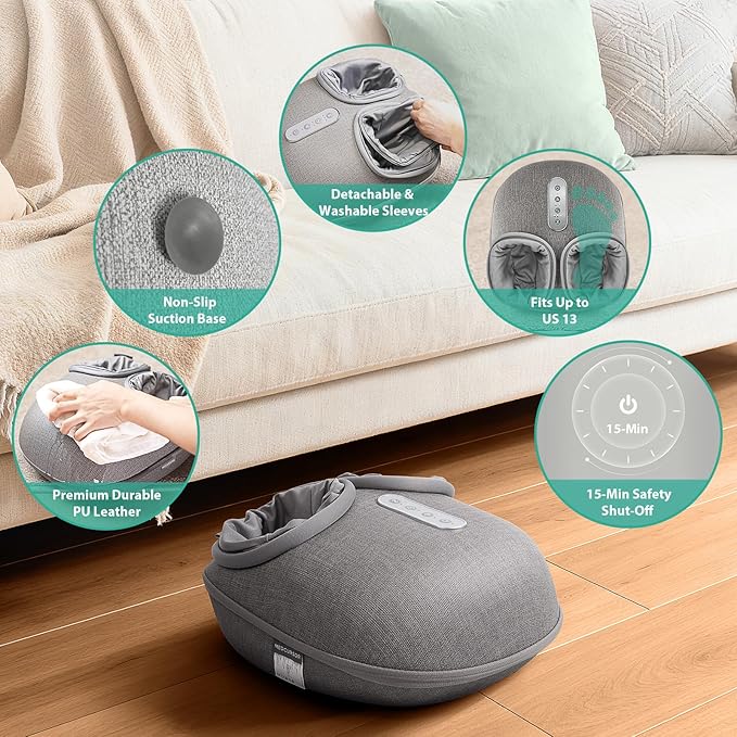 Medcursor Foot Massager with Heat - Shiatsu Deep Kneading Delivers Relief for Tired Muscles and Plantar Multi-Level Settings &amp Adjustable Intensity for Home or Office Use Gifts for Women Mom