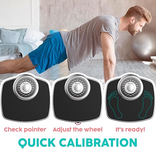 Adamson A25 Scales for Body Weight - Up to 400 LB - New - 5.3 Dial on 12.4 x 10.2 Platform - Anti-Skid Rubber Surface - Bathroom Scale Analog - Durable with 20-Year Assurance - Silver