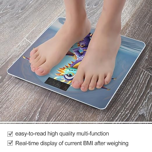Cartoon Dragon Scale for Body Weight Accurate Digital Bathroom Scale Toughened Glass High Precision Scales Smart Weight Scales with Large LCD Backlight Display Weighing Machine