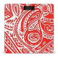 White and Red Tribal Pattern Scale for Body Weight Anti-Slip Tempered Glass Digital Bathroom Scales Clear LCD Display Weighing Scale Safe Rounded Corners Smart Scales