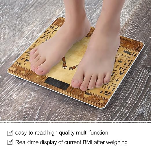 Ancient Egyptian Digital Bathroom Scale for Body Weight Weighing Scale with Backlit LCD Display High Precision Measurements &amp Measures Weight Up to 180kg