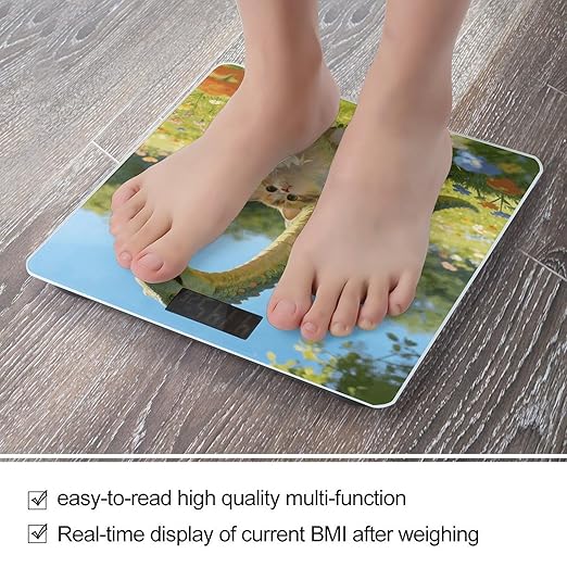 Cat and Dinosaur Weight ScaleClear LED Display Bathroom Digital Weighing ScaleTempered Glass Digital Bathroom Scale for Body Weight Capacity Up to 400 Lbs