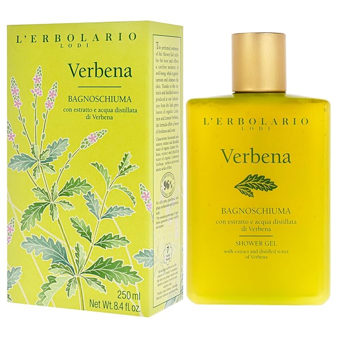 L'Erbolario Shower Gel – Toning and Revitalizing Body Soap with Citrus Floral Scent – Refreshing Body Wash for All Skin Types – Verbena - 8.4 oz
