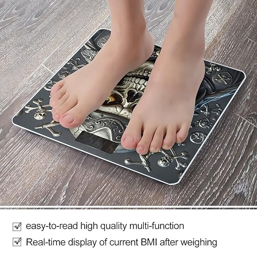Pirate Skull Scale for Body Weight Highly Accurate Digital Bathroom Body Scale Digital Bathroom Scales for People Anti-Slip Large LCD Display Smart Scales
