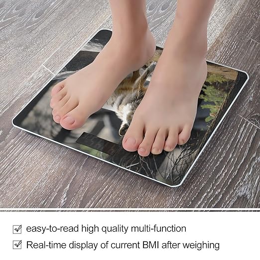 Wildlife Wolf Scale for Body Weight Highly Accurate Digital Bathroom Scale Sturdy Tempered Glass Weighing Scales with LCD Display Fashion Body Fat Smart Scales 400lb