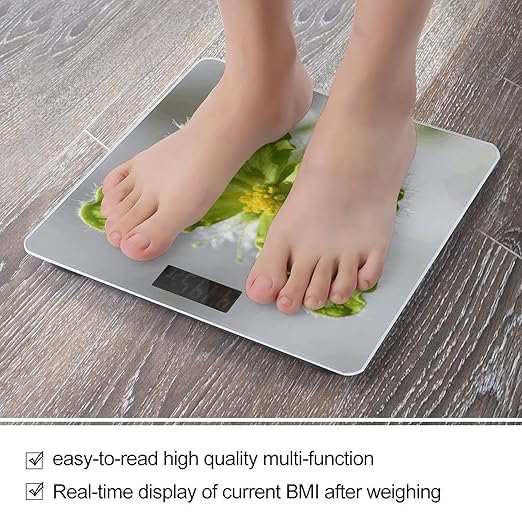 Green Butterfly Flower Smart Scale for Body Weight Digital Bathroom Scale Toughened Glass Weight Scale with Large LCD Backlight Display High Precision Scales Weighing Machine