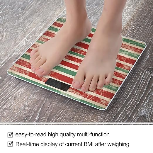 Red and Green Stripes Scale for Body Weight Accurate Digital Bathroom Scale Toughened Glass High Precision Scales Smart Weight Scales with Large LCD Backlight Display Weighing Machine