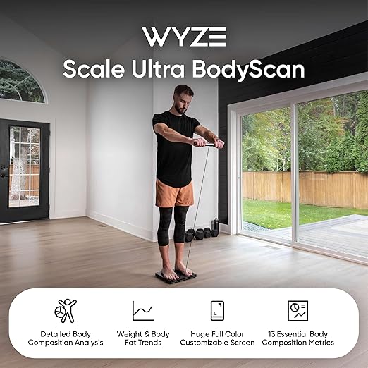 Wyze Scale Ultra BodyScan Smart Scale with Handle – Wi-Fi &amp Bluetooth Body Composition Scale for Weight BMI Body Fat Muscle Mass and Segmental Measurement White