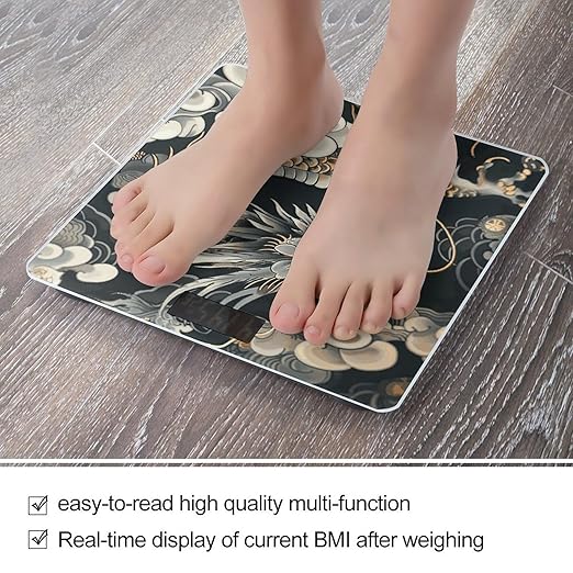 Black Oriental Dragon Scale for Body Weight Smart Scales Digital Bathroom Scale High Precision Weighing Scales with Large Display Weighing Machine for People