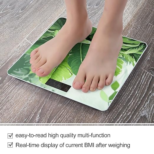 Cute Banana Leaves Scale for Body Weight Accurate Digital Bathroom Scale Toughened Glass High Precision Scales Smart Weight Scales with Large LCD Backlight Display Weighing Machine