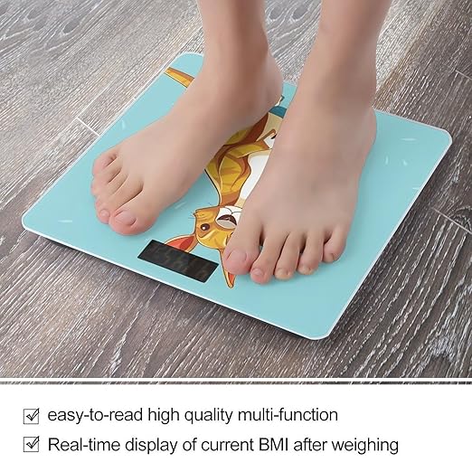 Funny Cartoon Kangaroo Zoo Scale with LCD Precision Weighing Scales Sturdy Tempered Glass Weight Scales Easy-to-Read Anti-Slip Weight Digital Bathroom Scale for Daily