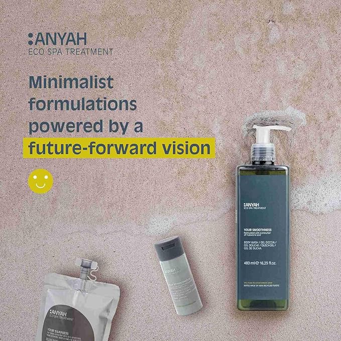 Anyah Body Wash (480 Ml/ 18 pack) Your Smoothness Certified Eu Ecolabel Sealed Pump Recycled Bottle