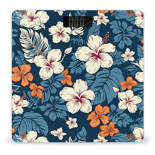 Hawaii Flower Smart Scale for Body Weight Accurate Bathroom Scale with LED Display Digital Weight Scales Weighing Machine High Precision Scales for Bath Home