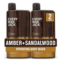 Every Man Jack Amber+Sandalwood Hydrating Mens Body Wash for All Skin Types-Cleanse Nourish and Hydrate Skin with Naturally Derived Ingredients-Paraben Free Phthalate Free Dye Free-24oz(Pack of 2)
