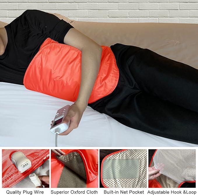Electric Heating Massager Belt with Hot Compress VibrationMassage for Abdominal Back Lumbar Stomach Pain ReliefWaist Trimmer Fitness Home Exercise Fitness Equipment for AbdomAb Machine