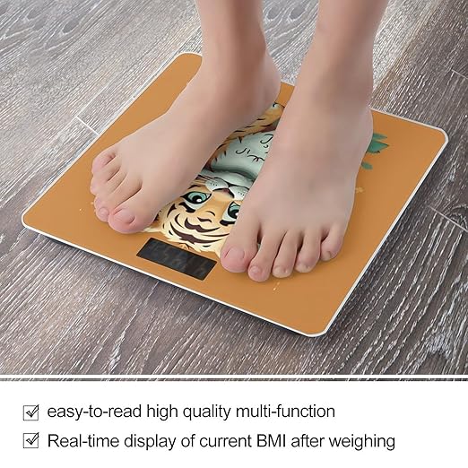 Year of The Tiger Funny Tiger Bathroom Scale for Body Weight with High Precision Large LCD Backlight Display Digital Weighing Scale with BMI Capacity Up to 180kg