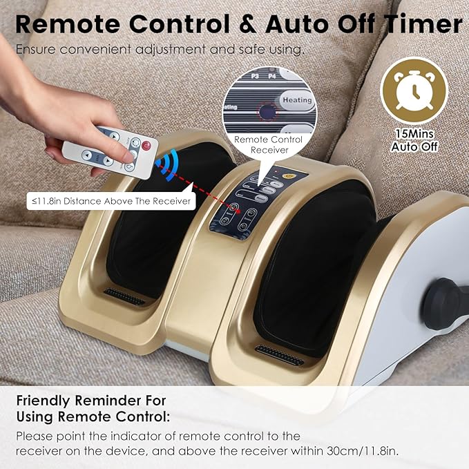 iMounTEK Foot Massager with Heat Shiatsu Electric Foot Massaging Machine Feet Kneading Massager with Auto/Manual Modes Heating Function Remote Control Deep Kneading Gifts for Women Men Mom Dad