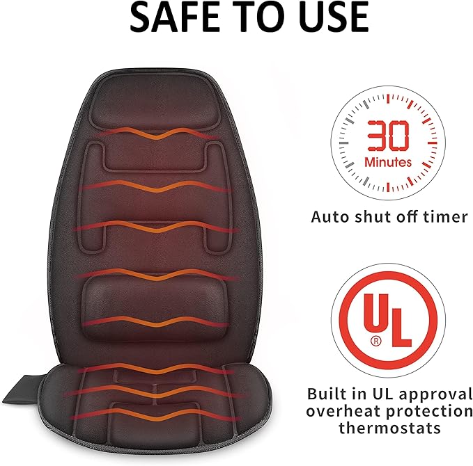 Snailax Vibration Back Massager with Heat Massage Chair Pad with Neck Lumbar Memory Foam 10 Vibration Motors5 Modes Gifts No shiatsu