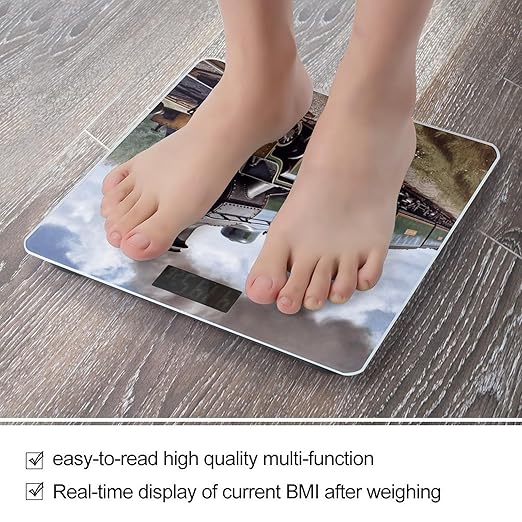 Steam Locomotive Train Bathroom Scale Rounded Smart Scale for Body Weight Automatic Power On/Off Weight Scales Accurate Bathroom Digital Scales for Pet Home Bedroom Kitchen