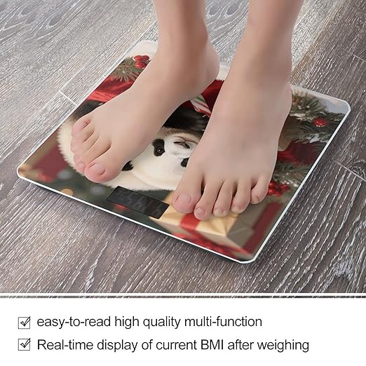 Christmas Redpanda Weight Scale Cute Bathroom Scale for Body Highly Accurate Digital Weighing Machine for People Compact LCD Display Scales with Sturdy Toughened Glass Scales