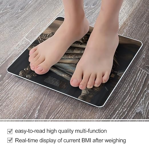 Stack of Old Books Bathroom Scale Automatic Power On/Off Body Scales LCD Backlight Display Square Digital Scale Rounded Corners Bathroom Scales for Home Bedrooms