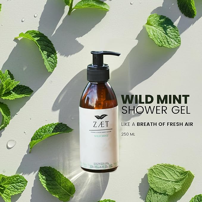 250ml Wild Mint Shower Gel – Rejuvenating Body Wash for Women &amp Men Deep Cleansing Hydrating Shower Gel for Dry Skin and Other Skin Types – Luxury Beauty Daily Body Cleanser