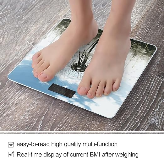 Dandelion Bathroom Scale for Body Weight Bathroom Digital Electronic Weighing Scale with Back Lit LED Display Sturdy Tempered Glass Weight Watchers Scales 400lb
