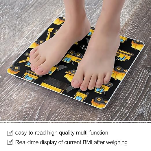 Automatic Switch Digital Bathroom Weighing Scale Smart Scale for Body Weight Cool Black Yellow Buldozer Excavator Construct Machines