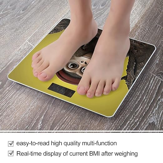 Curious Monkey Scale for Body Weight Highly Accurate Digital Bathroom Scale Sturdy Tempered Glass Weighing Scales with LCD Display Fashion Body Fat Smart Scales 400lb