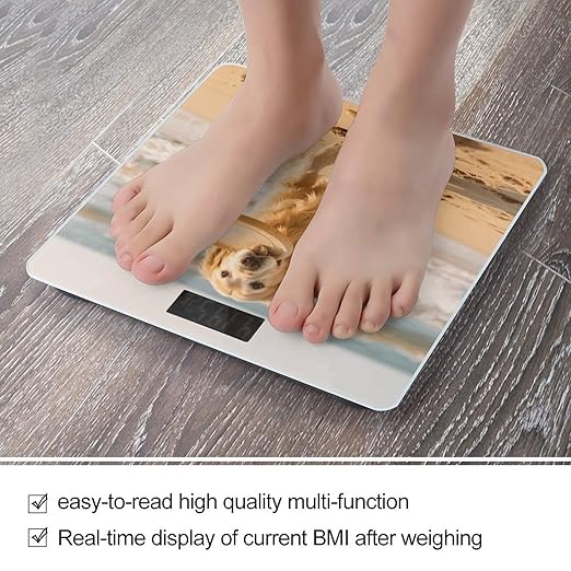 Golden Retriever Dog Weight Scale Cute Bathroom Scale for Body Highly Accurate Digital Weighing Machine for People Compact LCD Display Scales with Sturdy Toughened Glass Scales