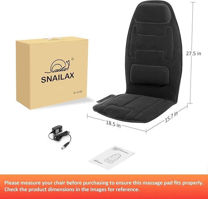 Snailax Vibration Back Massager with Heat Massage Chair Pad with Neck Lumbar Memory Foam 10 Vibration Motors5 Modes Gifts No shiatsu
