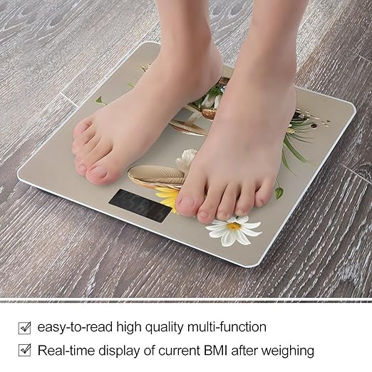 Mushrooms and Flowers Scale for Body Weight Digital Bathroom Scale Toughened Glass High Precision Scales for Body Weight with Large LCD Backlight Display Weight Scales