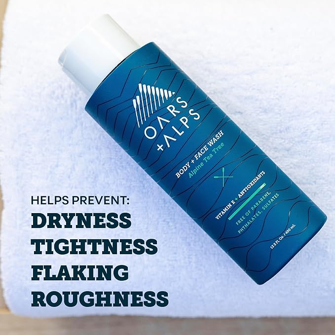 Oars + Alps Body Wash for Men Mens Body Wash &amp Face Cleanser with Vitamin E &amp Antioxidants Moisturizing Paraben &amp Sulfate Free Cleanser Alpine Tea Tree 2pk