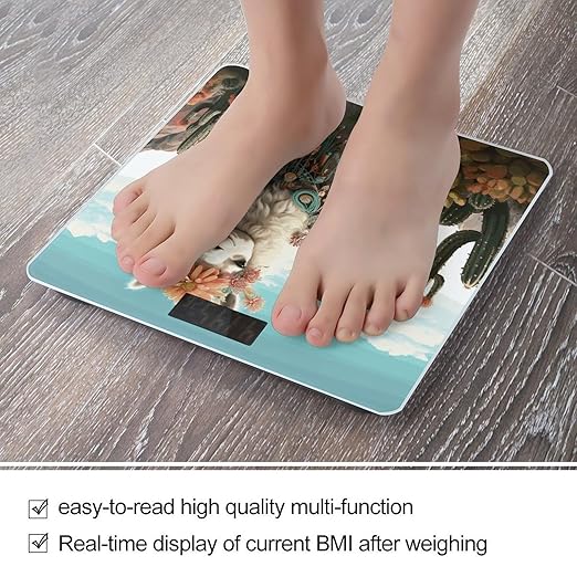 Mexican Llama Cactus Weight Scale Large Bathroom Scales Digital Weight with Bright LED Display Non Slip Automatic Weighing Scale Fashion Weighing Machine for Body