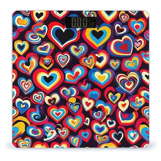Women's Digital Bathroom Weighing Scale Automatic Switch Energy Saving Scale Smart Scale for Body Weight Tie Dye Trippy Love Heart