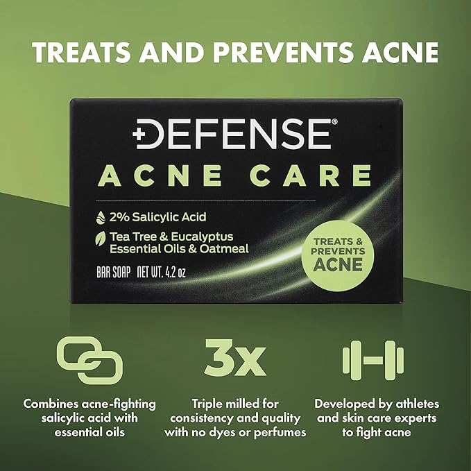 Defense Acne Care Bar Soap 4.2oz 2% Salicylic Acid &amp Body Wash 32 oz - Natural Shower Gel