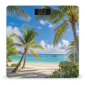 Tropical Palm Tree Hawaii Beach Bathroom Scale Automatic Power On/Off Body Scales LCD Backlight Display Square Digital Scale Rounded Corners Bathroom Scales for Home Bedrooms