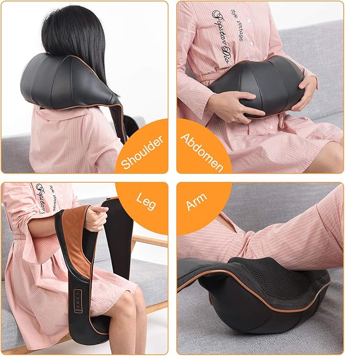 TRIDUCNA Shiatsu Neck Shoulder Back Massager with Heat and Carry Bag - Electric Massage Pillow with Deep Tissue Kneading for Lower Back Calf Leg Massage - Use at Home Office and Car