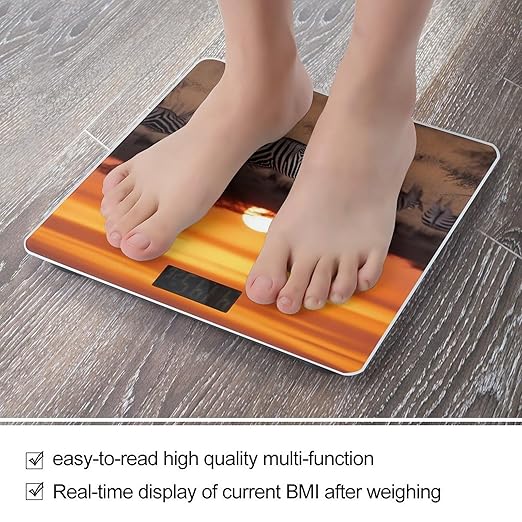 Africa Sunset Zebra Scale for Body Weight Digital Bathroom Scale Accurate Smart Weight Scales with Large Display Weighing Machine High Precision Scales