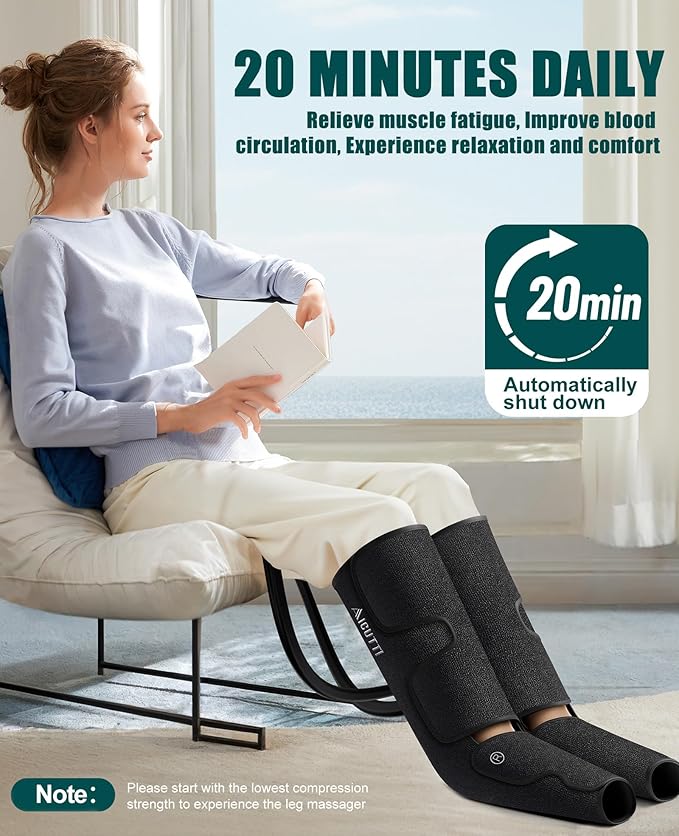 Professional Air Compression Leg and Foot Massager with Heat - Christmas &amp Birthday Gifts for Men &amp Women Improved Circulation &amp Pain Relief Ideal for Parents on Mother's Day &amp Fathe