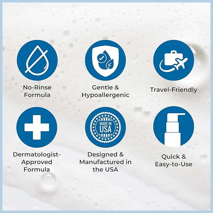 Nurture Rinse Free Waterless Foaming Cleanser | Women Camping Elderly &amp Hospital Care | Waterless Shower &amp Bath Wash w/Aloe for Sensitive Dry Skin