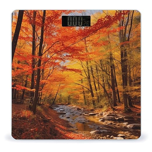 Fall Foliage Scale for Body Weight Accurate Digital Bathroom Scale Toughened Glass High Precision Scales Smart Weight Scales with Large LCD Backlight Display Weighing Machine