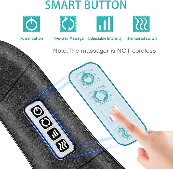 AERLANG Shiatsu Back and Neck Massager Back Massager Deep Tissue Kneading Neck and Shoulder Massage with Heat Electric Massage Pillow Fathers Day Gift Ideas from Daughter Son(NOT Cordless)