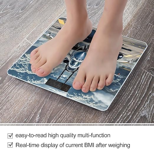 Aircraft Fighter Jets Scale for Body Weight Highly Accurate Digital Bathroom Body Scale Digital Bathroom Scales for People Anti-Slip Large LCD Display Smart Scales