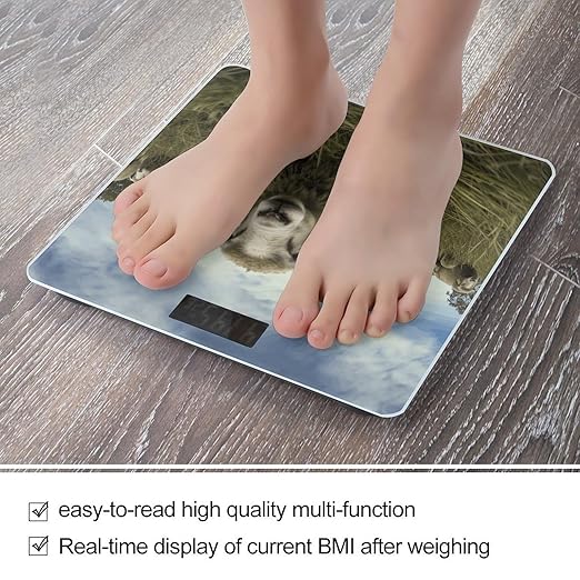 Flock of Sheep Scale for Body Weight Anti-Slip Tempered Glass Digital Bathroom Scales Clear LCD Display Weighing Scale Safe Rounded Corners Smart Scales