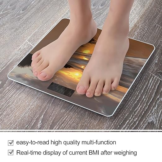 Sunrise Beach Scale for Body Weight Anti-Slip Digital Bathroom Scale Sturdy Toughened Glass Weighing Scales High Precision Safe Rounded Corners Smart Scales