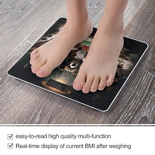 Playing Poker Dogs Scale for Body Weight Sturdy Tempered Glass Weighing Scales with LCD Display Accurate Digital Bathroom Scale Convenient Body Fat Smart Scales Easy Read