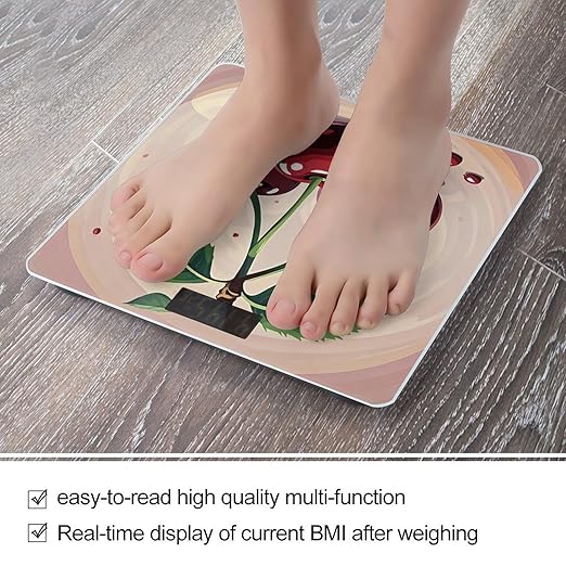 Cherry Fruit Scale for Body Weight Digital Bathroom Scale Toughened Glass High Precision Scales for Body Weight with Large LCD Backlight Display Weight Scales