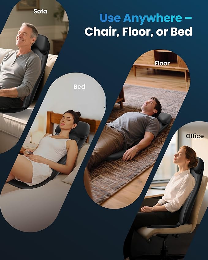 COMFIER Shiatsu Massage Cushion with Heat2D/3D Shiatu Back Massager with App ControlDeep Tissue Kneading Massage Chair Pad with VibrationBack Massager for ChairGifts for DadMom